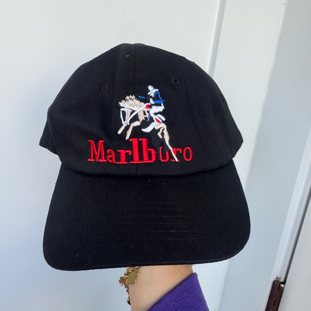 Vintage Marlboro Racing Horse Embroidered Dad Hat – Black Adjustable Cap